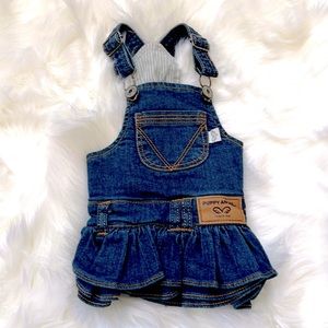 Puppy Angel Denim Skirt Overalls